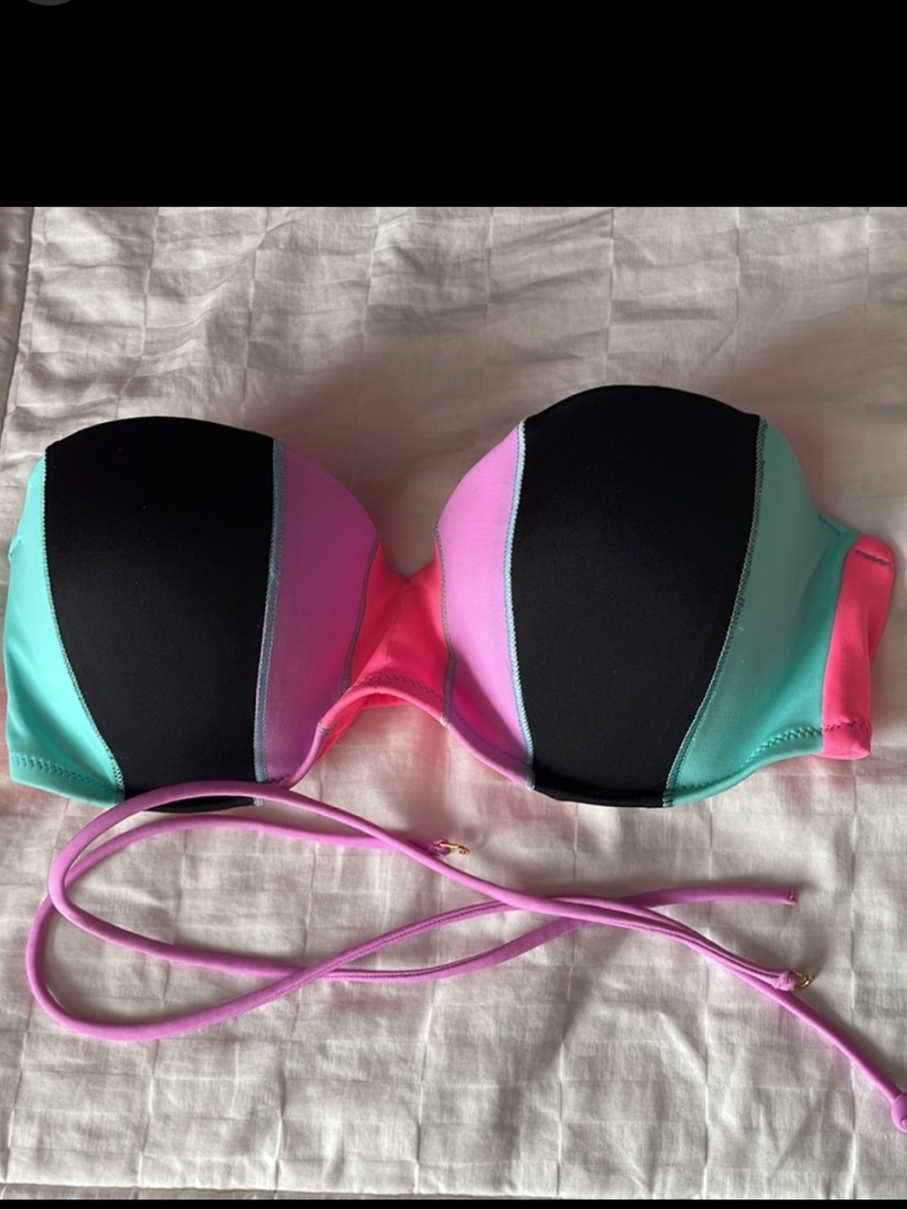 Victoria's Secret 34D Colorblock convertible Straps/Strapless Bikini Top